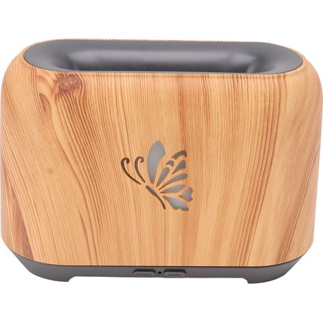 Humidificateur diffuseur à flamme de 150 ml, silencieux et prévient la sécheresse. Finition imitation bois avec 7 couleurs d'éclairage. Idéal pour la chambre ou le bureau. (1/5)
