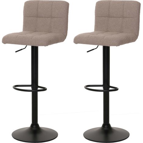 Lot de 2 tabourets de bar HWC-G87, tabouret de bar, hauteur réglable pivotant, tissu Boucle (450g/m²) MVG taupe (1/5)