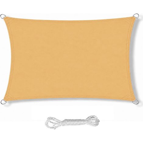 Voile d'ombrage imperméable 2x3m, Protection UV Jardin avec Cordes Nylon tissé dense, Protection UV 80%, Résiste aux petites pluies, Terrasse pergola jardin, Cordes incluses (1/5)