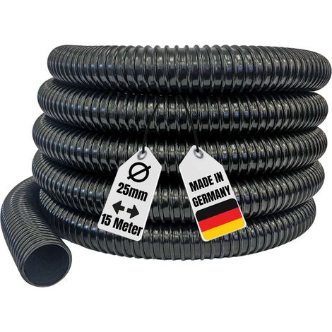 Teichschlauch 15 Meter Länge 25 mm 1" schwarz Top Qualität Spiralschlauch