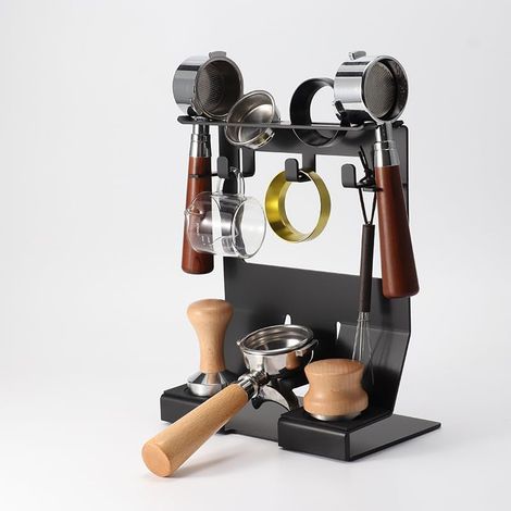 Estación de prensado, estante de almacenamiento para equipos de café, estación de prensado de metal multifuncional de 58 mm, base de almacenamiento para dispensador de polvo con martillo para prensa d (1/5)