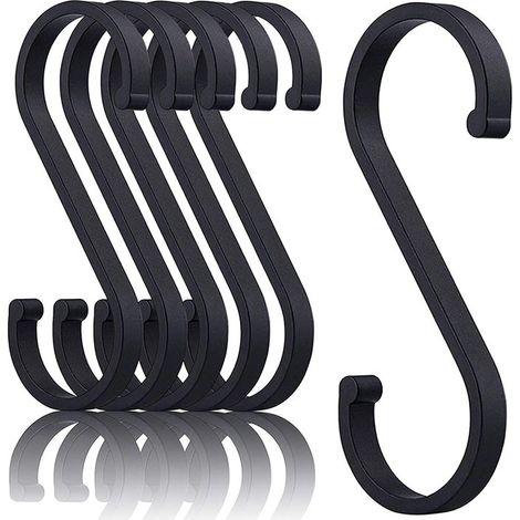 Set mit 10 robusten, S-förmigen Hängehaken aus Edelstahl für die Küche, multifunktionale Fleischerhaken für Metzgereien, schwarz