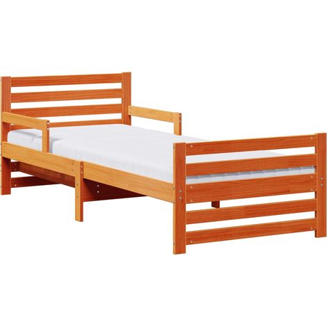 Lit simple  Lit adulte  Cadre de lit avec matelas Marron 80 x 200 cm Bois de pin massif