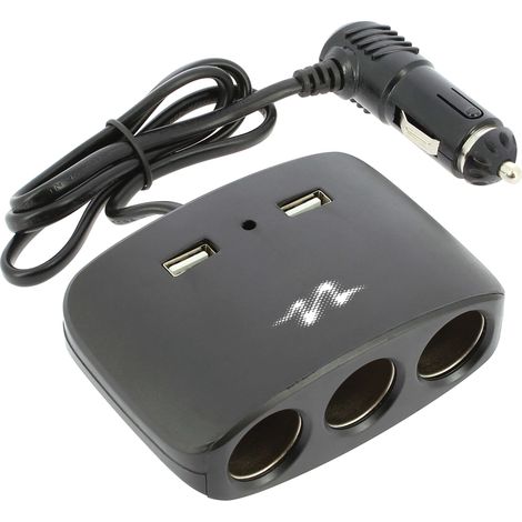 3 Multiprises Allume Cigare + 2 Usb 2.1a Noir - Pulse (1/4)