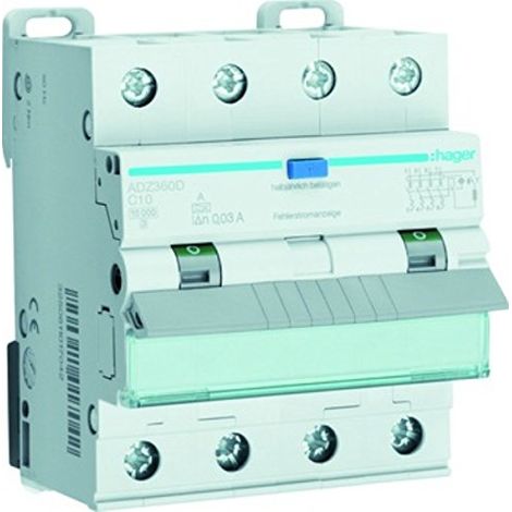 HAGER FI/LS ADZ360D 3X 1P+N, 6 KA, COMBINAISON FI, INTERRUPTEUR DE PROTECTION DE CONDUITE, 3250611020165