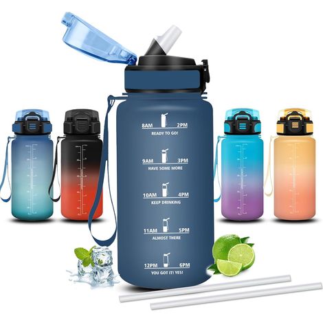 Gourde Enfant, Gourde 500ml, Anti Fuite, Gourdes avec Paille, Facile à Transporter, Gourdes Motivation, Verrou de Sécurité, avec Slogan de Motivation, pour École, Après-sport, Vélo, Maison (1/5)