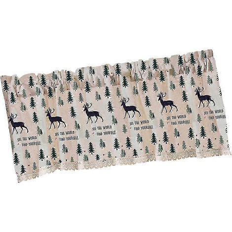 Rideau de fenêtre de café semi-transparent, rideau de cuisine à franges, motif fée de la forêt - 74 x 61 cm-Elk - 137x61cm