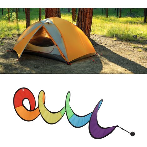 Molino de viento espiral arcoíris  Móvil decorativo de jardín elástico, con peso e impermeable  Poliéster, 110 x 22 cm (1/5)
