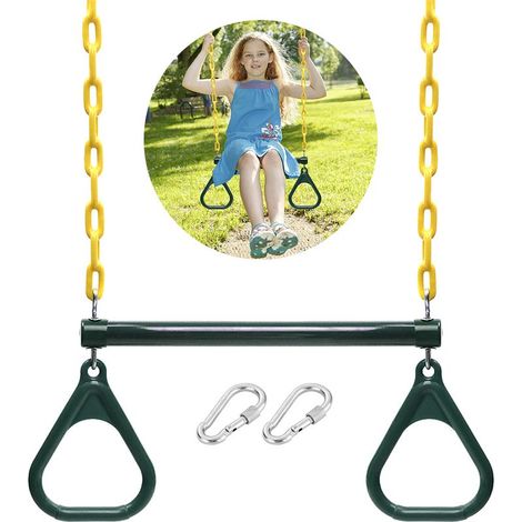 Rouges de Barre de Balançoire Trapèze, Chaînes Revêtues Accessoires de Swing pour Arrière-Cour (1/4)