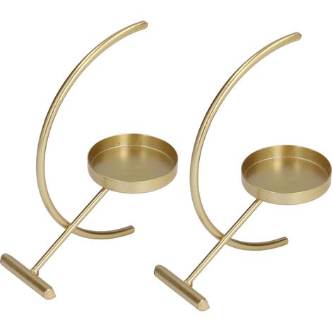 Ensemble de 2 chandeliers dorés, robustes et durables, en fer, de style simple et élégant, largement utilisés comme chandeliers de prière. (1/5)