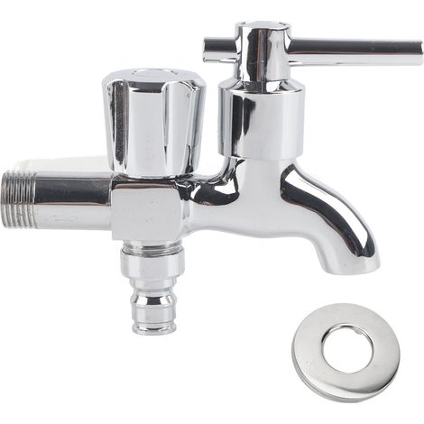 Robinet machine à laver G1/2 pouce à deux sorties, entrée unique froide, double usage pour lavage, robinet d'eau double têtes.