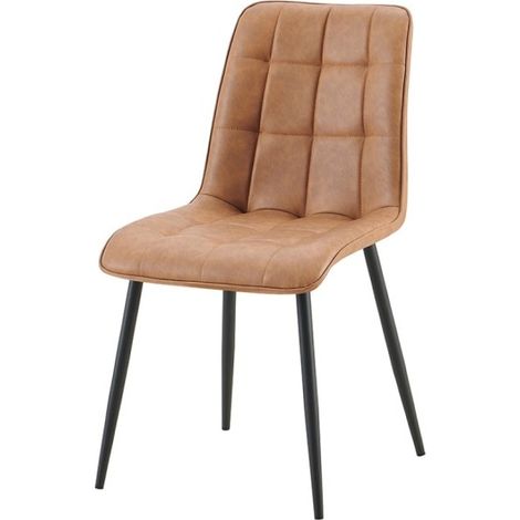 Set von 4 Stühlen MIREA – Cognac – Zeitloser Stil – Metallbeine – PU-Beschichtung, leicht zu reinigen