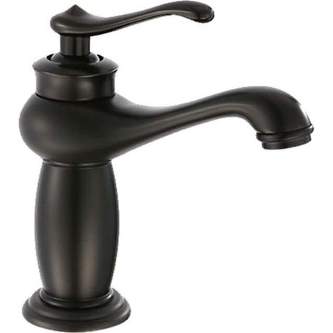 Robinet de cuisine/salle de bain en cuivre noir antique, mitigeur monotrou à poignée unique pour eau chaude et froide, mitigeur pour évier de cuisine à raccordement unique.