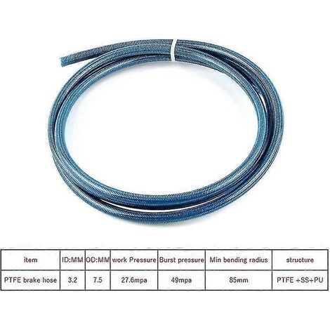 Motorrad AN3 5 m/Lot Geflochtener Edelstahl-Nylon-Bremsschlauch, Hydraulikschlauch, PTFE-Bremsleitung – BLAU TF (1/5)