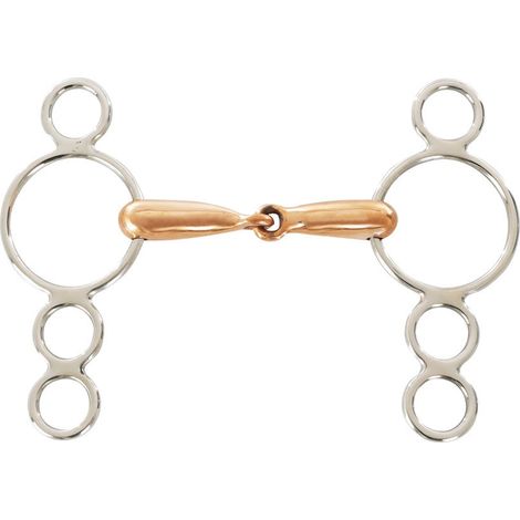 Filetto pessoa per pony a 2 chiamate in inox con imboccatura in rame