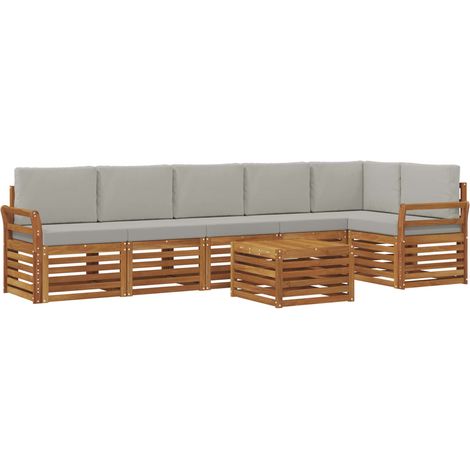 Conjunto de sofás de exterior 7 uds. Gris Natural y Claro vidaXL (1/5)