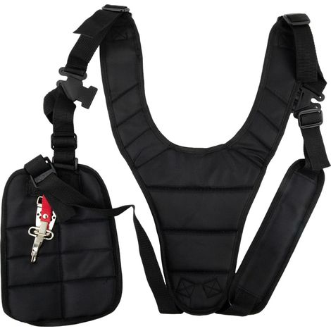 Sangle d'épaule double pour débroussailleuse à essence, harnais de tondeuse à gazon, ceinture en nylon, répartition confortable de la charge, noir (1/5)