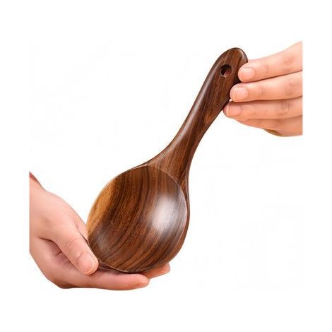 pièces - Cuillère à riz - Cuillère à riz avec revêtement antiadhésif - Bois de teck - Ustensiles de cuisine - 188 cm - Marron (1/5)