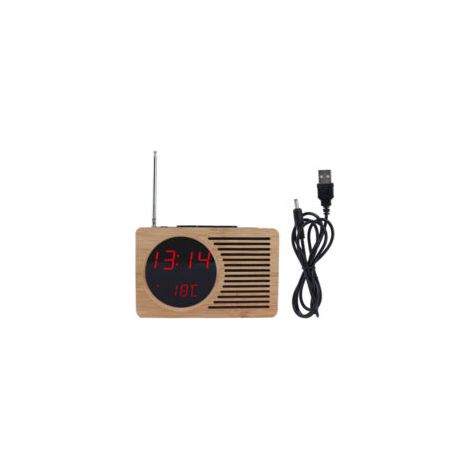 Horloge LED rouge 5V avec radio FM multifonction et réveil électronique, idéale pour la maison, les dortoirs et le bureau. - Crezuo (1/4)
