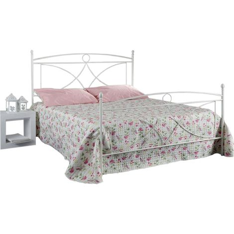 Letto in ferro una piazza e mezza con pediera Bianco ALICE 126x208x h128 cm