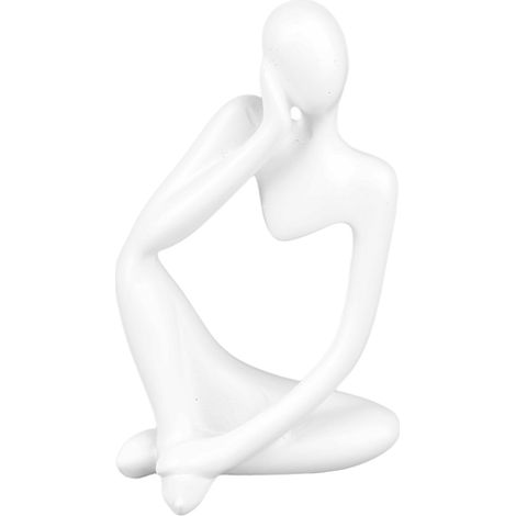 Sculpture en résine représentant un penseur, forme abstraite, ornement blanc pour étagère de salon/bureau (côté droit) (1/5)