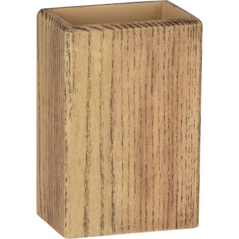 Gobelet de bain de boucheMYSELOXY /Porte-brosse à dents en résine imitation bois.7,5 x 11 x 5centimètres, brun (1/5)