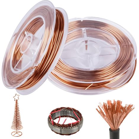Confezione da 2 rotoli di filo di rame magnetico isolato da 1 mm x 10 m per la realizzazione di motori elettromagnetici e per giardini, piante e ortaggi. (1/5)