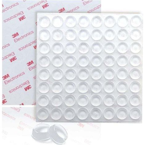 Transparente Adhésifs Butées, Antidérapant Butée Tampon Transparent Auto-adhésif Transparente Pieds Adhésifs Doux Patin Silicone Meubles en Verre Tables Artisanat Protecteurs Muraux, 64Pcs (1/5)