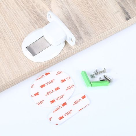 Fermaporta resistente ai danni causati dalla porta, con viti autoadesive a scomparsa da fissare al pavimento (bianco) (1/5)