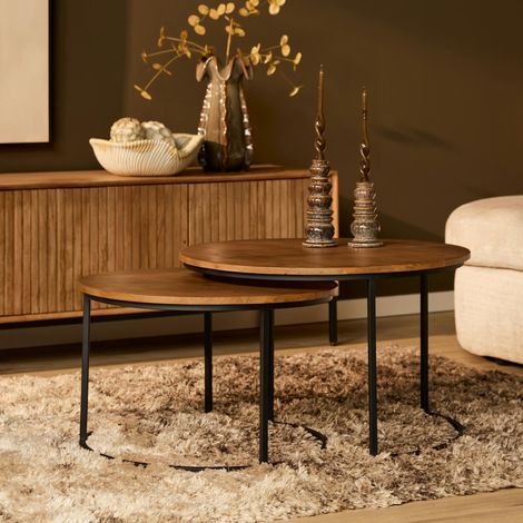 Table gigogne ronde en bois (lot de 2) CORTINA (1/5)