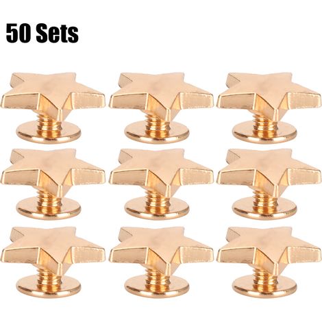 50 jeux de rivets en forme d'étoile, vis plates de 12 mm, accessoires pour vêtements, alliage de zinc anticorrosion (doré)
