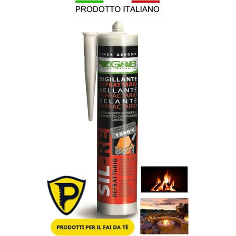 Mastice refrattario silicone alta temperatura 1500°C per forni stufe e caminetti