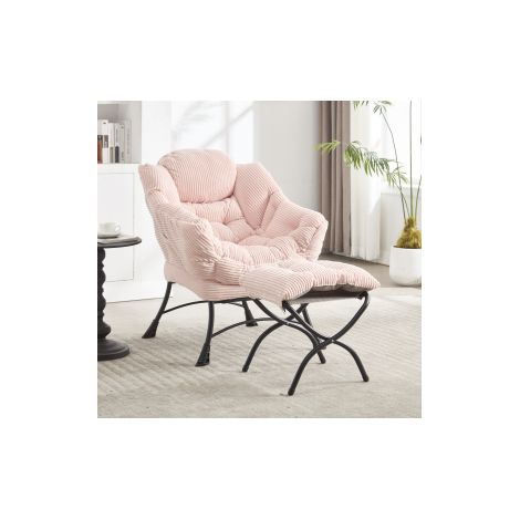 Sessel mit Hocker Rosa Stahl Seitentasche OKMYHOME (1/5)