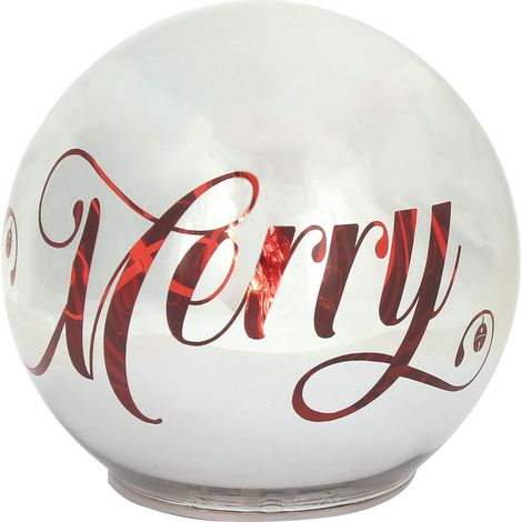 Tognana Sfera Natale con Led D 15 Cm Christmas Mirror silver Vetro Rosso