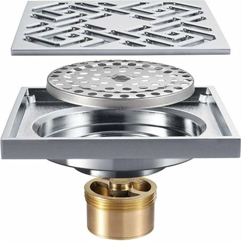 Siphon de sol pour cuisine, salle de bain, toilettes, siphon de sol avec couvercle amovible, siphon de douche en cuivre pur (1/5)
