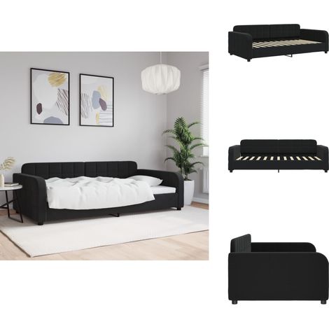 Tagesbett Schwarz 100x200 cm Samt - Tagesbett - Tagesbetten - Schlafsofa - Bett (1/5)