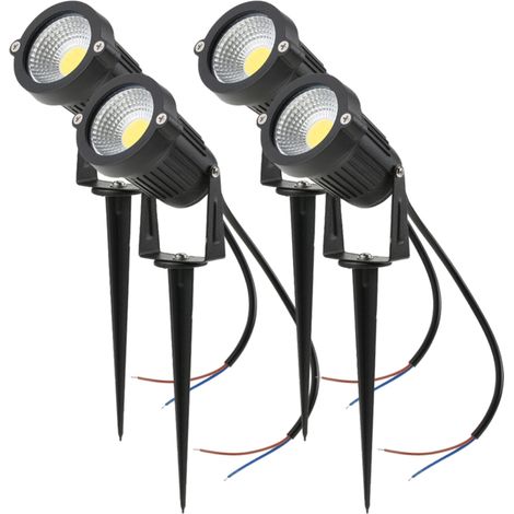 Juego de 4 lámparas LED COB de 5W para jardín, entrada de vehículos o pared, 12V CA/CC, iluminación decorativa para exteriores, 500 lm, foco ultrabrillante de alta potencia, blanco.