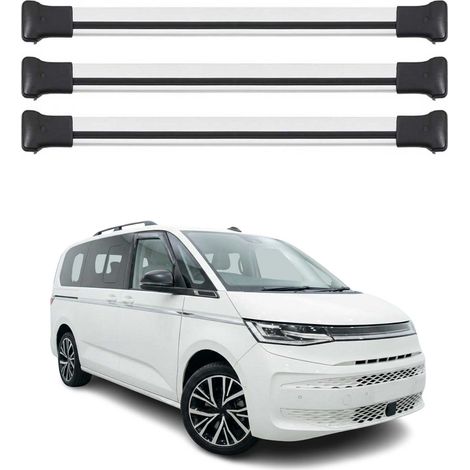 OMAC Aluminium Dachträger Querträger für VW T7 Transporter 2023-2026 – Max. 75kg – 3 Stangen Silber