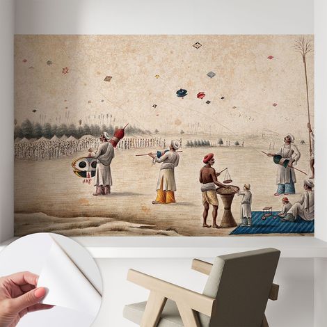 Papier peint autocollant avec imprimé décoratif pour salon et chambre à coucher Installation facile Cerfs-volants s'élevant 104x70 cm (1/5)