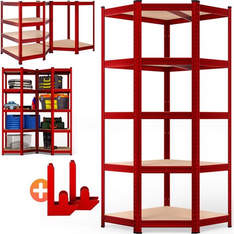 Monzana – Étagère d'angle charge lourde 180x70x40cm – 5 plateaux MDF modulables – Charge max 875 kg – Acier galvanisé pour stabilité