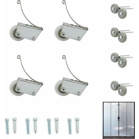 Roulette Porte Coulissante Douche Roulettes -  Doubles Pour Rechange De Portes Coulissantes Salle Bain Roue Cabine Cabines Guidage Accessoires Bains Largeur 38 Mm 4 Pièces (1/5)