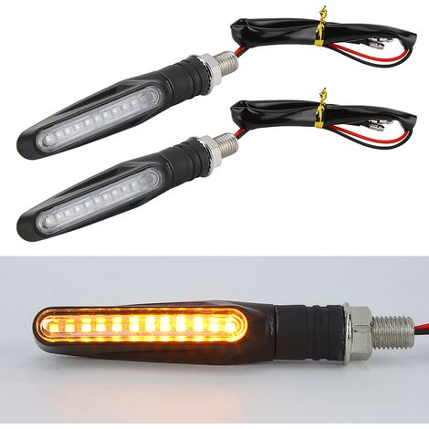 Clignotant Moto Universel 12 LED Eau Courante, Feu Indicateur 1 Paire, Signal Lumineux Fluide pour Motocycle (1/5)