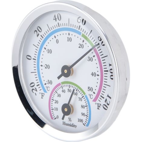 Mini-2-in-1-Thermometer und Hygrometer für den Innenbereich, kompaktes Design, gut lesbare Skala, silberfarben, Feuchtigkeitsmessgerät für Gewächshäuser (1/5)