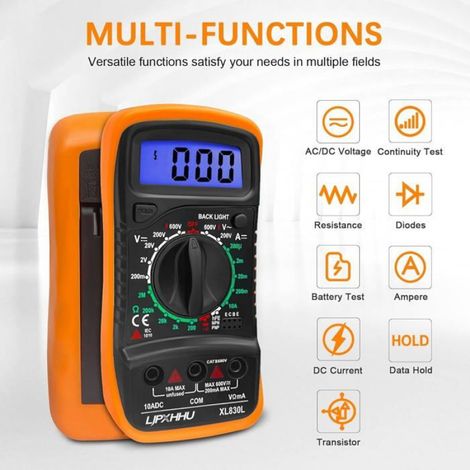 Multimètre numérique - - Voltmètre - Testeur de tension de batterie - Mesure de continuité - Résistance (1/5)