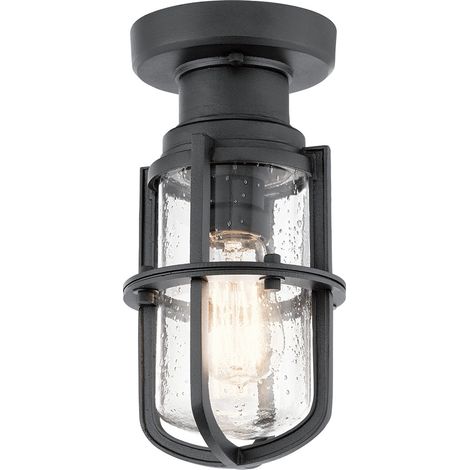 Elstead Suri da esterno 1 luce portico, lanterna a piedistallo, nero strutturato, IP44, E27 (1/4)