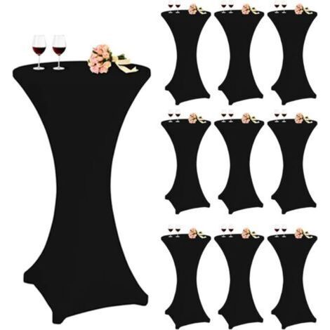 Set mit 10 dehnbaren Tischdecken mit quadratischen Ecken aus Spandex für Cocktails, 60 x 110 cm, schwarze runde Cocktailtischdecke für Bar, Hochzeit, Cocktailparty, Banketttisch (Schwarz)