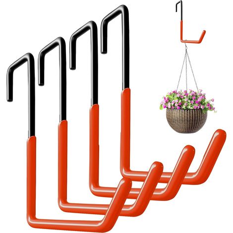 Support Vélo, 4 Pièces de Crochet Vélo Garage, Robuste Crochet Rangement Garage, Grand Accroche Vélos en Forme de S, pour Suspendre Vélos, Pots de Fleurs et Outils de Jardinage (1/5)