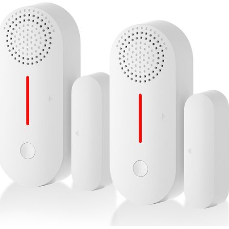 Détecteur d'ouverture WiFi Tuya, 2 pièces, alarme sonore et lumineuse 100dB, sans fil, facile à installer pour porte et fenêtre (1/5)