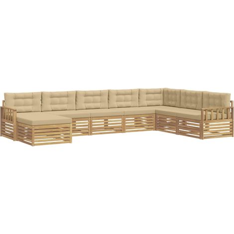 Outdoor Sofa Set with Cushion 8 pcs White and Beige vidaXL (1/5)
