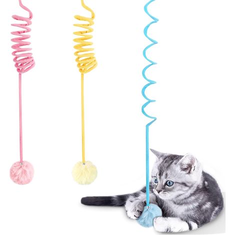 Lot de 3 jouets à ressort pour chat, ressort élastique à suspendre pour jeu automatique avec cloche (1/3)